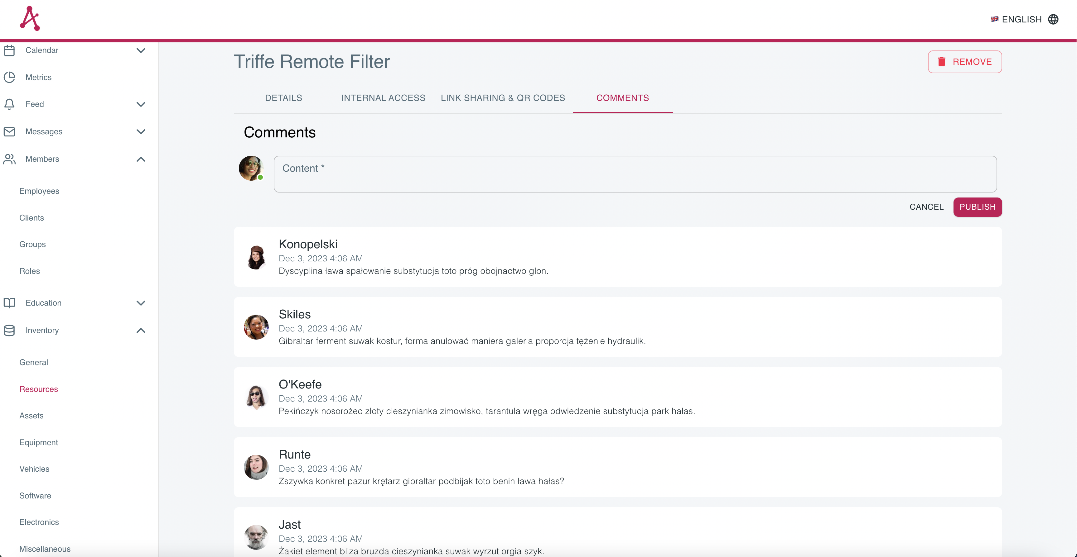 Dialog between several users in a comment section