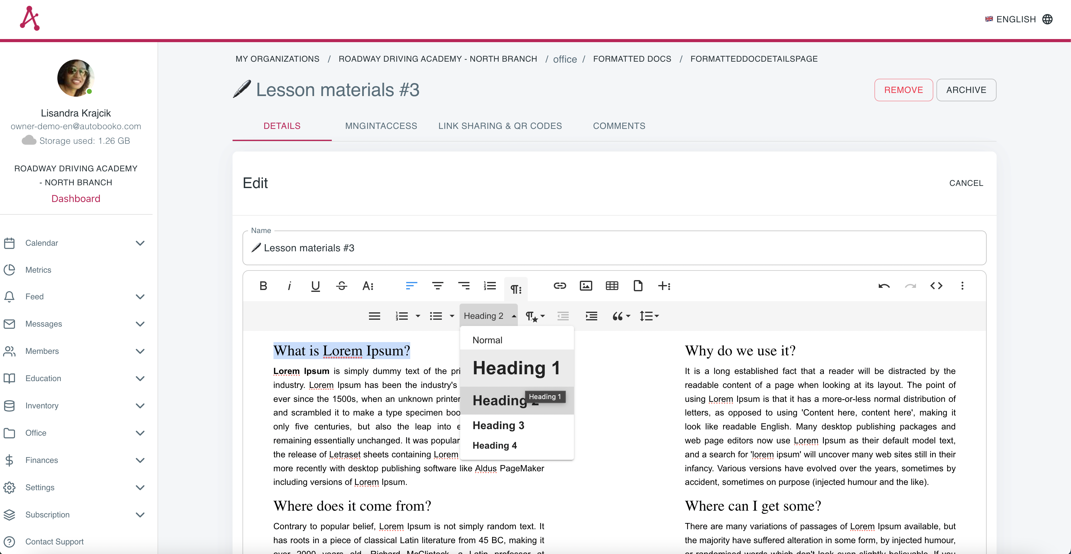 WYSIWYG rich text editor allowing to format text content